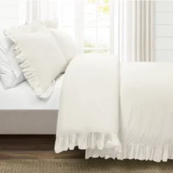 Lush Decor 3pc California King Reyna 100% Cotton Duvet Cover Set White