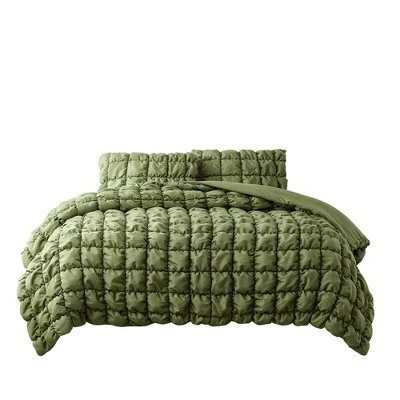 Lush Decor Full/Queen Puff Bed Blankets Green 3pc Set 9 Lush Decor Full/Queen Puff Bed Blankets Green 3pc Set - Image 9