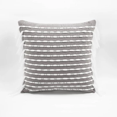 20"x20" Oversize Linear Family-Friendly Cotton Pillow Cover With Tassel - Lush Décor 7 20"x20" Oversize Linear Family-Friendly Cotton Pillow Cover With Tassel - Lush Décor - Image 7