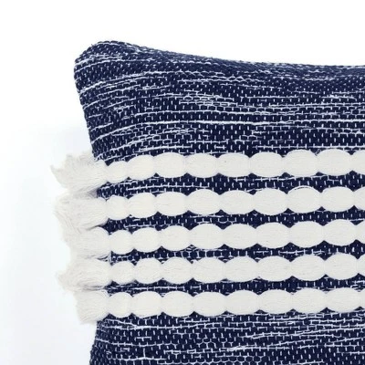 13"x24" Oversized Linear Dotted Lumbar Throw Pillow Navy Blue - Lush Décor 2 13"x24" Oversized Linear Dotted Lumbar Throw Pillow Navy Blue - Lush Décor - Image 2