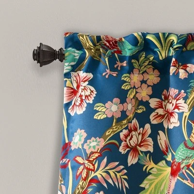 18"x52" Dolores Light Filtering Valance Navy Blue - Lush Décor: Floral Botanical Window Valance, Rod Pocket 1 18"x52" Dolores Light Filtering Valance Navy Blue - Lush Décor: Floral Botanical Window Valance, Rod Pocket