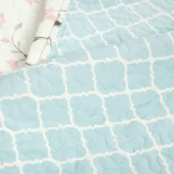 Lush Décor 3pc Botanical Bird And Flower Oversized Reversible Quilt Set White/Blue/Yellow -Lush Decor GUEST 6a73ea26 a72b 4641 ac4e f0a03f52ba14