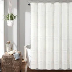 72"x72" Boho Kendra Tufted Yarn Dyed Eco Friendly Recycled Cotton Shower Curtain - Lush Décor 8 72"x72" Boho Kendra Tufted Yarn Dyed Eco Friendly Recycled Cotton Shower Curtain - Lush Décor -Lush Decor GUEST 73288c58 6df7 44a0 aff9 fd9d37ee4df0