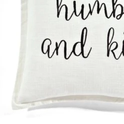 20"x20" Oversize 'Humble And Kind' Family-Friendly Square Throw Pillow Cover White - Lush Décor