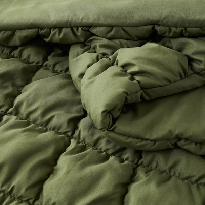 Lush Decor Full/Queen Puff Bed Blankets Green 3pc Set 5 Lush Decor Full/Queen Puff Bed Blankets Green 3pc Set - Image 5