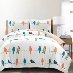 3pc Rowley Birds Cotton Duvet Cover Set - Lush Décor -Lush Decor GUEST 9aed35ad ddcd 4d38 b546 df83fec82d7d