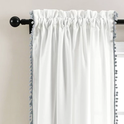 Pom Pom Window Curtain Panel - Lush Décor 1 Pom Pom Window Curtain Panel - Lush Décor