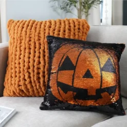 18"x18" Sparkle Pumpkin Halloween Square Throw Pillow Black/Orange - Lush Décor 5 18"x18" Sparkle Pumpkin Halloween Square Throw Pillow Black/Orange - Lush Décor -Lush Decor GUEST 9ebe8488 f545 4778 8b0a 46565f59d4c9