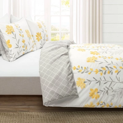 3pc Aprile Cotton Duvet Cover Set Yellow/Gray - Lush Décor 1 3pc Aprile Cotton Duvet Cover Set Yellow/Gray - Lush Décor