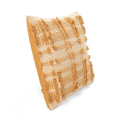 20"x20" Oversize Spencer Tufted Family-Friendly Cotton Square Pillow Cover Yellow - Lush Décor 2 20"x20" Oversize Spencer Tufted Family-Friendly Cotton Square Pillow Cover Yellow - Lush Décor - Image 2