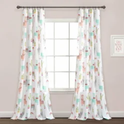52"x84" Make A Wish Southwest Llama Cactus Window Curtain Panels Set - Lush Décor -Lush Decor GUEST bf261af1 1de5 4ade a85f 986f82e9ced5