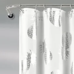 Pineapple Toss Shower Curtain Single Silver - Lush Décor