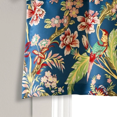 18"x52" Dolores Light Filtering Valance Navy Blue - Lush Décor: Floral Botanical Window Valance, Rod Pocket 3 18"x52" Dolores Light Filtering Valance Navy Blue - Lush Décor: Floral Botanical Window Valance, Rod Pocket - Image 3