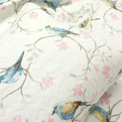 Lush Décor 3pc Botanical Bird And Flower Oversized Reversible Quilt Set White/Blue/Yellow -Lush Decor GUEST ce26680c 98e2 45da 8461 dd1bfadd89bd