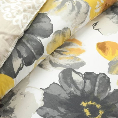 3pc Leah Cotton Duvet Cover Set Yellow/Gray - Lush Décor 2 3pc Leah Cotton Duvet Cover Set Yellow/Gray - Lush Décor - Image 2
