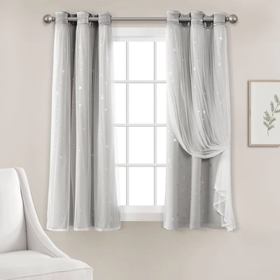 Star Sheer Insulated Grommet Blackout Window Curtain Panel Set - Lush Décor 1 Star Sheer Insulated Grommet Blackout Window Curtain Panel Set - Lush Décor