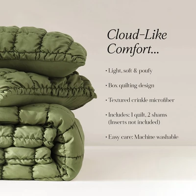 Lush Decor Full/Queen Puff Bed Blankets Green 3pc Set 8 Lush Decor Full/Queen Puff Bed Blankets Green 3pc Set - Image 8