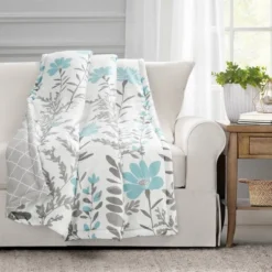 50"x60" Aprile Single Throw Blanket Blue - Lush Décor