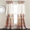 Home Boutique Clara Light Filtering Window Curtain Turquoise/Tangerine Set 52x84+2
