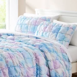 Lush Decor Full/Queen Puff Bed Blankets Rainbow 3pc Set