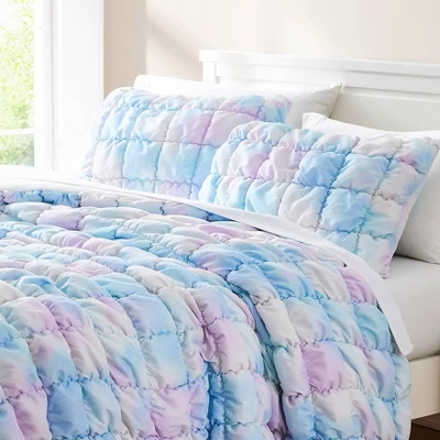 Lush Decor Full/Queen Puff Bed Blankets Rainbow 3pc Set 1 Lush Decor Full/Queen Puff Bed Blankets Rainbow 3pc Set