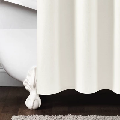 Stitched Woven Striped Yarn Dyed Cotton Shower Curtain Ivory/Black - Lush Décor 2 Stitched Woven Striped Yarn Dyed Cotton Shower Curtain Ivory/Black - Lush Décor - Image 2